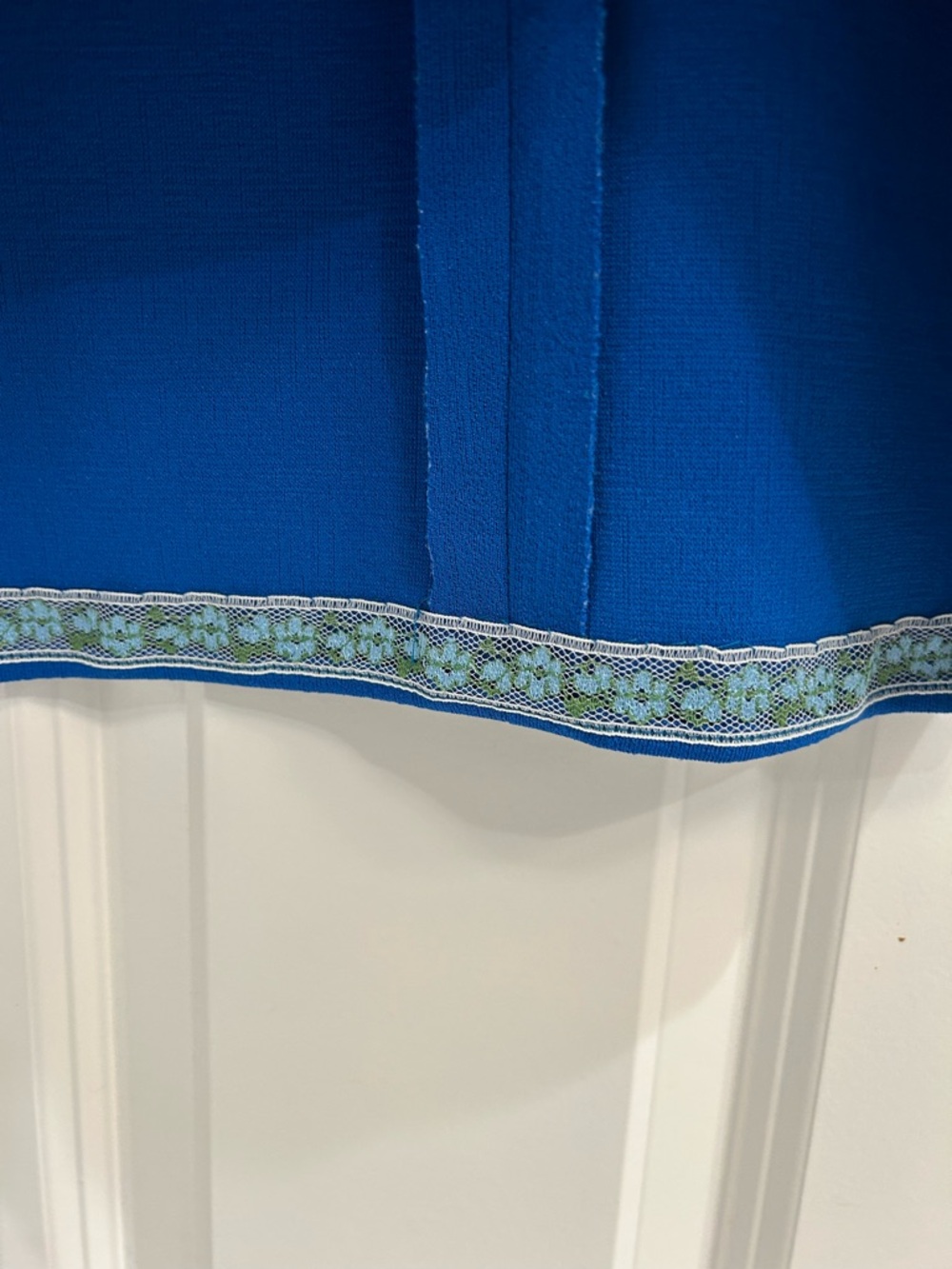 60s Vintage Textured Blue Mini Dress  Flight Attendant Mod Peter Pan Collar S - Picture 9 of 10